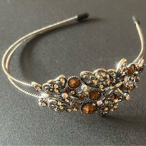Metal silver tone butterfly head band
